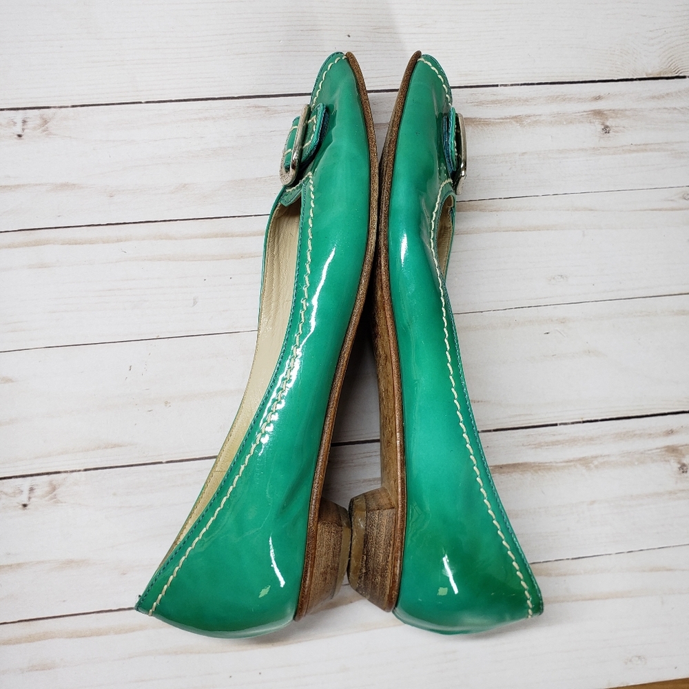 Attilio Giusti Leombruni greenish peeptoe kitten block 39 - Picture 7 of 9